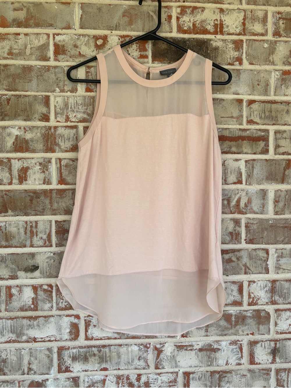 Vince Camuto Light Blush Sleeveless Sheer Yoke Blouse